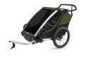 Przyczepka rowerowa dla dziecka, podwójna - THULE Chariot Cab 2 - oliwkowa/szara Przyczepka rowerowa dla dziecka, podwójna - THULE Chariot Cab 2 - oliwkowa/szara