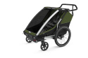 Przyczepka rowerowa dla dziecka, podwójna - THULE Chariot Cab 2 - oliwkowa/szara Przyczepka rowerowa dla dziecka, podwójna - THULE Chariot Cab 2 - oliwkowa/szara