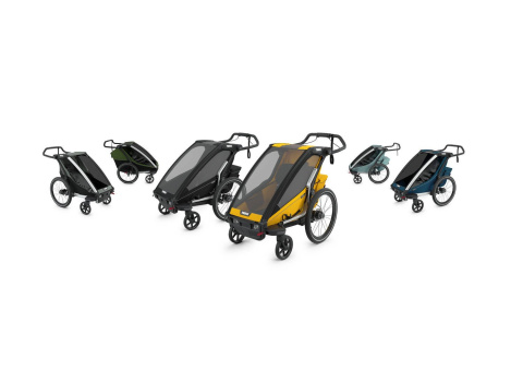 Przyczepka rowerowa dla dziecka, podwójna - THULE Chariot Cab 2 - oliwkowa/szara Przyczepka rowerowa dla dziecka, podwójna - THULE Chariot Cab 2 - oliwkowa/szara