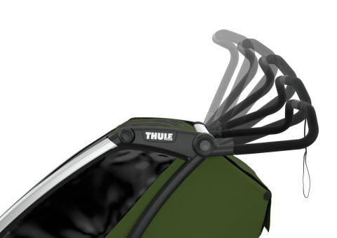 Przyczepka rowerowa dla dziecka, podwójna - THULE Chariot Cab 2 - oliwkowa/szara Przyczepka rowerowa dla dziecka, podwójna - THULE Chariot Cab 2 - oliwkowa/szara
