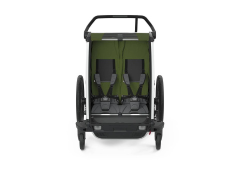 Przyczepka rowerowa dla dziecka, podwójna - THULE Chariot Cab 2 - oliwkowa/szara Przyczepka rowerowa dla dziecka, podwójna - THULE Chariot Cab 2 - oliwkowa/szara
