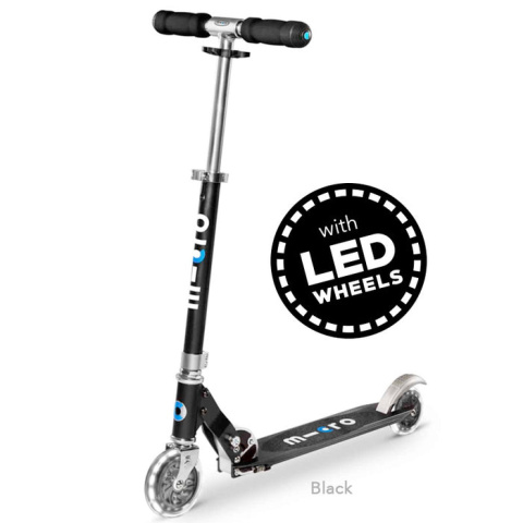 Hulajnoga dziecięca MICRO Sprite świecące koła LED czarna Hulajnoga dziecięca MICRO Sprite świecące koła LED czarna