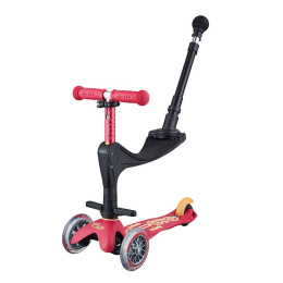 Jeździk z drążkiem i hulajnoga MICRO Mini 3w1 Deluxe Plus, kolor czerwony