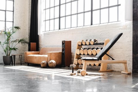 Ławka do wyciskania NOHrD Bench Press Oak Dąb Skóra Ławka do wyciskania NOHrD Bench Press Oak Dąb Skóra