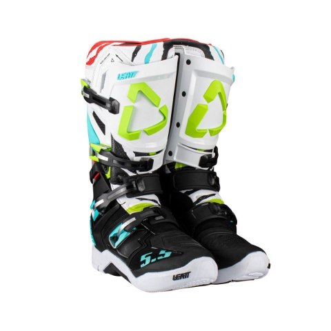 LEATT BUTY CROSS 5.5 FLEXLOCK BOOTS TIGER KOLOR BIAŁY/CZARNY/NIEBIESKI/ZIELONY FLUO ROZMIAR 42 / 26.5 cm LEATT BUTY CROSS 5.5 FLEXLOCK BOOTS TIGER KOLOR BIAŁY/CZARNY/NIEBIESKI/ZIELONY FLUO ROZMIAR 42 / 26.5 cm