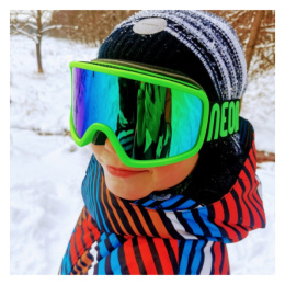 Gogle narciarskie NEON FUNNY I Green Fluo Black, Szyba: GREEN