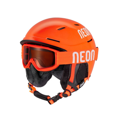 Kask dziecięcy na narty i deskę NEON ALPHA z goglami FROST pomarańczowy Kask dziecięcy na narty i deskę NEON ALPHA z goglami FROST pomarańczowy
