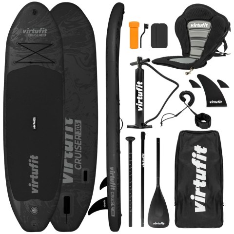 VIRTUFIT DESKA SUP CRUISER 305 - CZARNY - Z SIEDZENIEM KAJAKOWYM, AKCESORIAMI I TORBĄ DO NOSZENIA VIRTUFIT DESKA SUP CRUISER 305 - CZARNY - Z SIEDZENIEM KAJAKOWYM, AKCESORIAMI I TORBĄ DO NOSZENIA