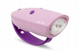 LAMPKA LED I DZWONEK ROWEROWY DWA W JEDNYM MINI HORNIT NANO PINK