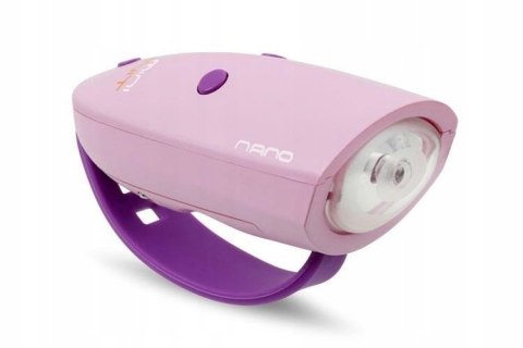 LAMPKA LED I DZWONEK ROWEROWY DWA W JEDNYM MINI HORNIT NANO PINK LAMPKA LED I DZWONEK ROWEROWY DWA W JEDNYM MINI HORNIT NANO PINK