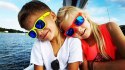 Okulary dziecięce NEON Happy pomarańczowe (orange fluo), szkła niebieskie Okulary dziecięce NEON Happy pomarańczowe (orange fluo), szkła niebieskie