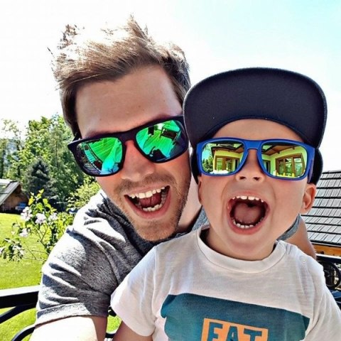 Okulary dziecięce NEON Joker granatowe (royal blue), szkła złote Okulary dziecięce NEON Joker granatowe (royal blue), szkła złote