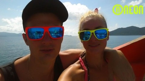 Okulary sportowe NEON Ride czerwone (red fluo), szkła niebieskie Okulary sportowe NEON Ride czerwone (red fluo), szkła niebieskie