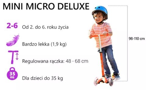 Hulajnoga dziecięca MINI Micro Deluxe świecące koła LED zielona Hulajnoga dziecięca MINI Micro Deluxe świecące koła LED zielona