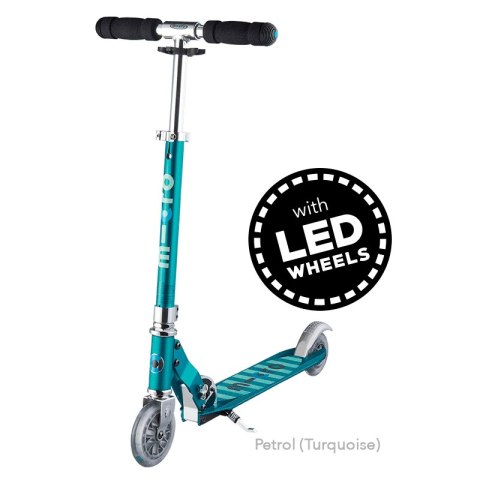 Hulajnoga dziecięca MICRO Sprite świecące koła LED kolor petrol w paski Hulajnoga dziecięca MICRO Sprite świecące koła LED kolor petrol w paski