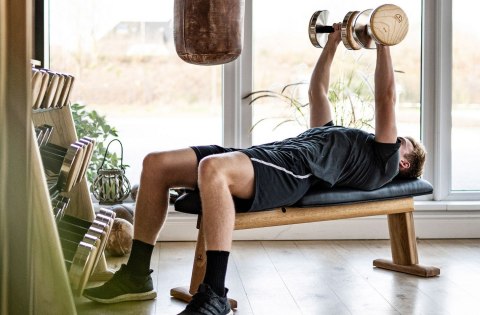 Ławka do wyciskania NOHrD Bench Press Oak Dąb Skóra Ławka do wyciskania NOHrD Bench Press Oak Dąb Skóra