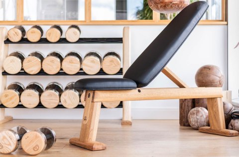 Ławka do wyciskania NOHrD Bench Press Oak Dąb Skóra Ławka do wyciskania NOHrD Bench Press Oak Dąb Skóra